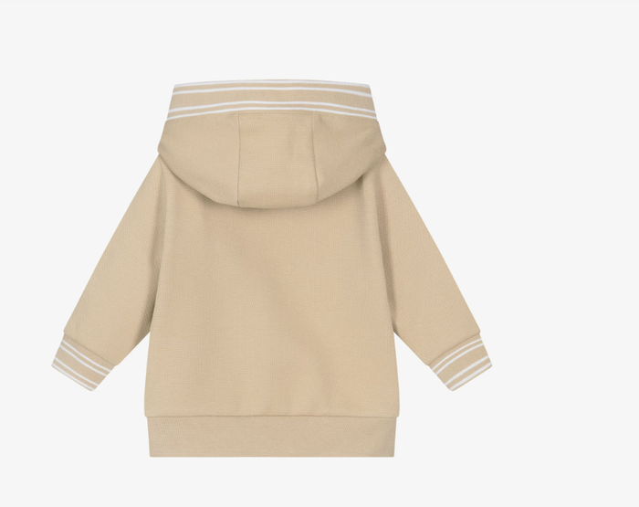 BOSS Boys Beige Cotton Zip-Up Hooded Top