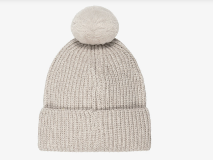 BOSS Boys Beige Knitted Bobble Hat