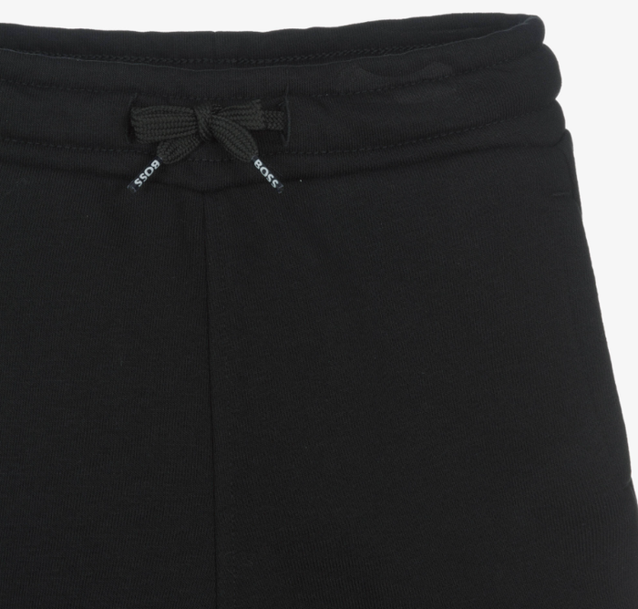 BOSS Boys Black Cotton Jersey Shorts with Patch Logo