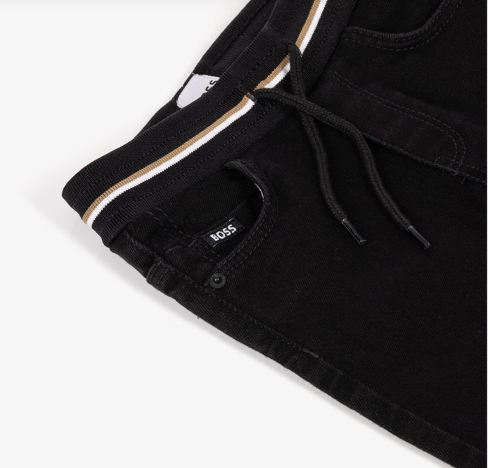 BOSS Boys Black Denim Jeans with Elasticated Waist