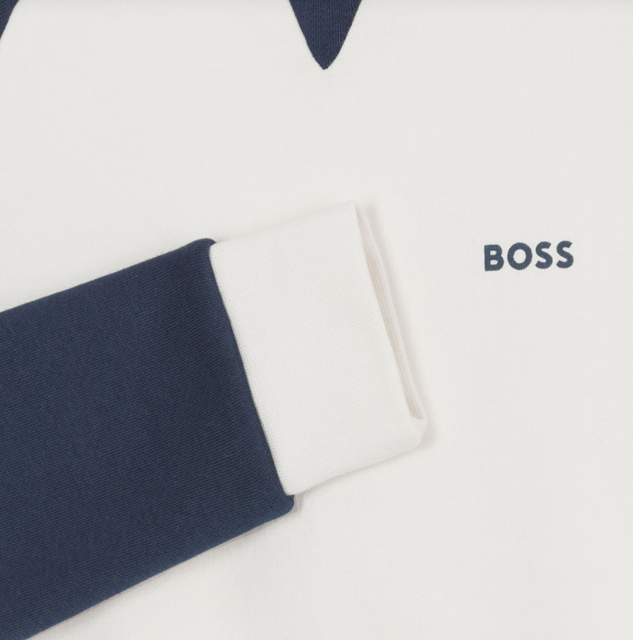 BOSS Boys Ivory Crew Neck Sweatshirt with Raglan Sleeves