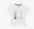 BOSS Boys White Cotton Jersey Square Logo T-Shirt