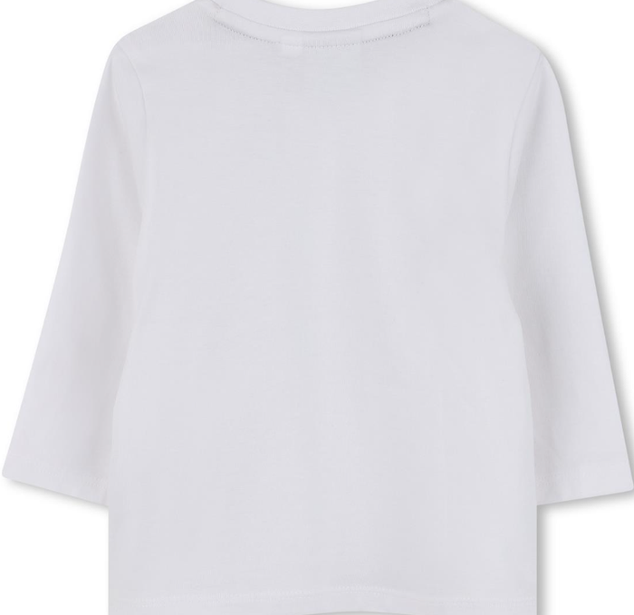 BOSS Boys White Cotton Logo Top
