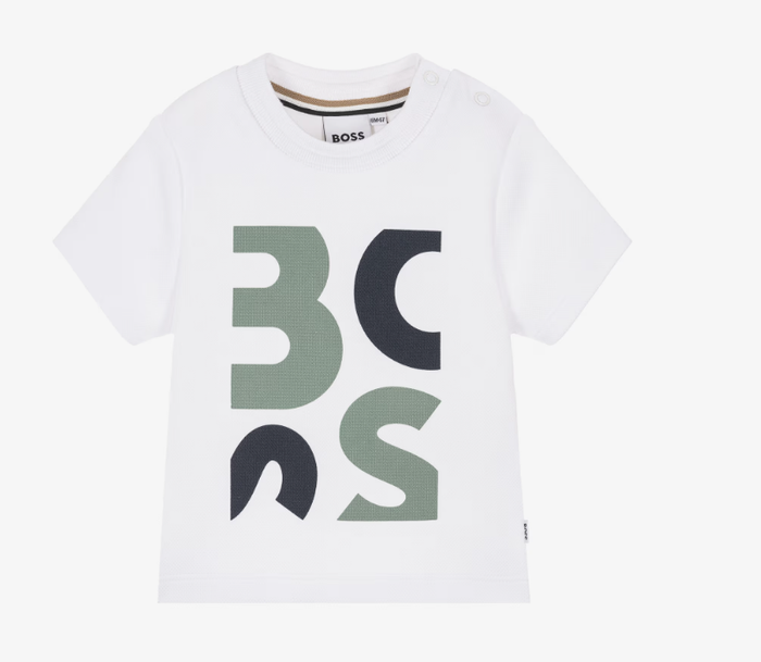 BOSS Boys White Cotton Piqué T-Shirt