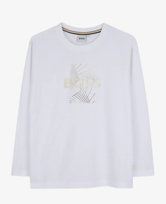 BOSS Logo-embroidered girls long-sleeve T-shirt