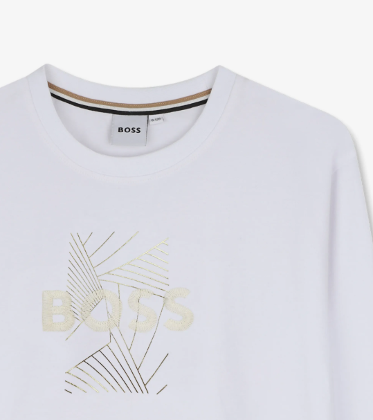 BOSS Logo-embroidered girls long-sleeve T-shirt