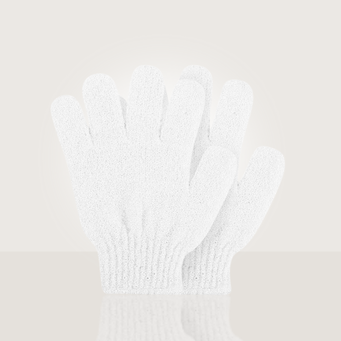 Box Of White Exfoliating Gloves.
