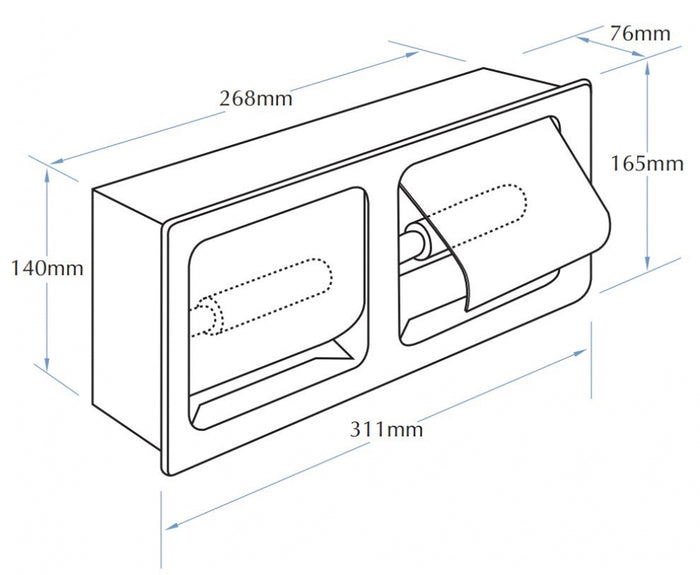 Bradley 5128 Double Toilet Roll Dispenser Recessed with Hoods