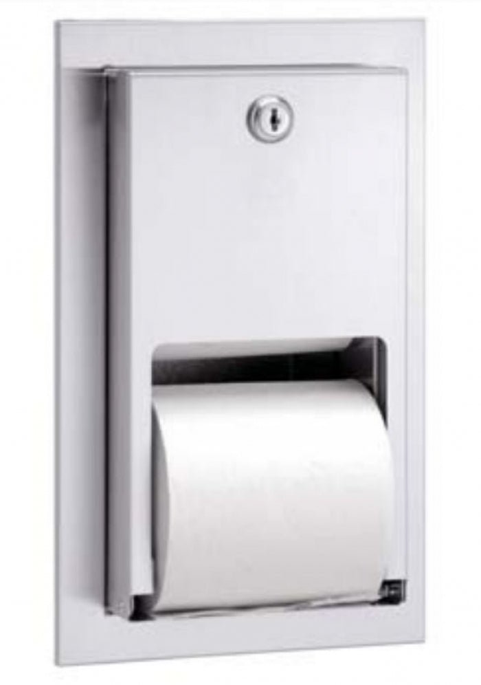 Bradley 5412 Double Toilet Roll Dispenser Recessed Lockable