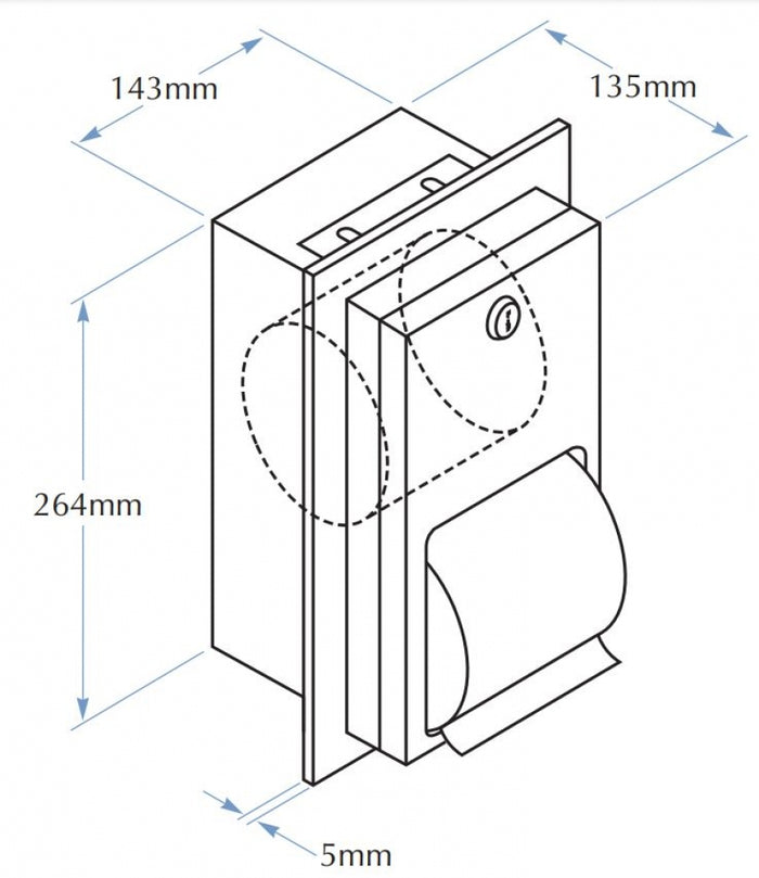 Bradley 5412 Double Toilet Roll Dispenser Recessed Lockable