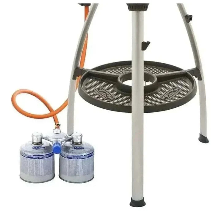 CADAC Dual Power Pak portable dual gas cartridge regulator with hose for camping and barbecues