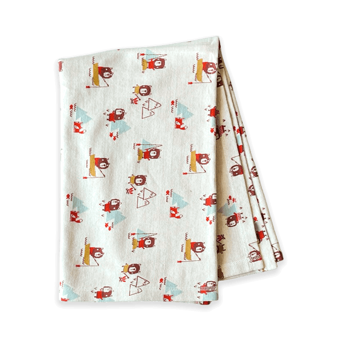 Camping Bear & Fox - Jacquard Sweater Knit Baby Blanket (Organic Cotton)