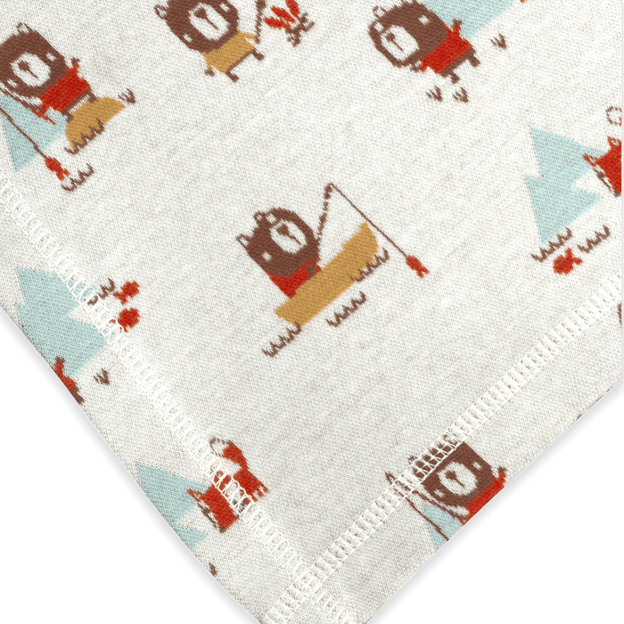 Camping Bear & Fox - Jacquard Sweater Knit Baby Blanket (Organic Cotton)