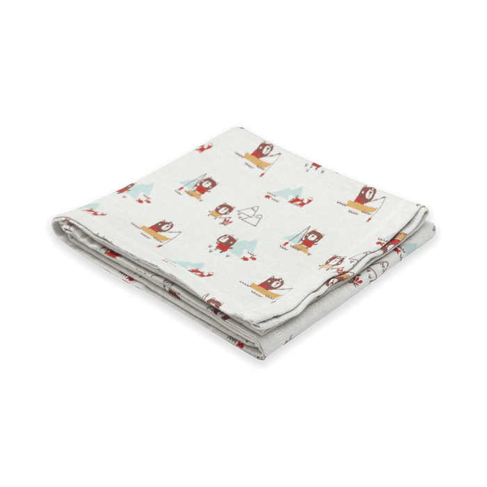 Camping Bear & Fox - Jacquard Sweater Knit Baby Blanket (Organic Cotton)