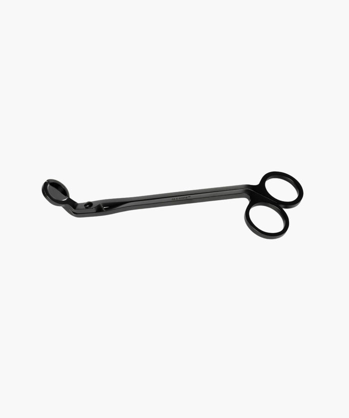 Black candle wick trimmer scissors on a white background. | SW Home