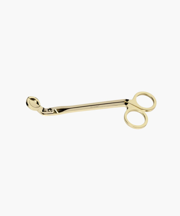 Gold candle wick trimmer scissors on a white background. | SW Home