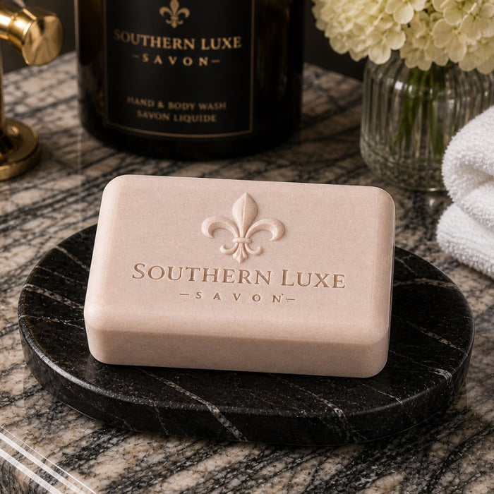 Cask & Crown luxury men's bath bar handcrafted with raw honey, argan oil, and tussah silk by Southern Luxe Savon