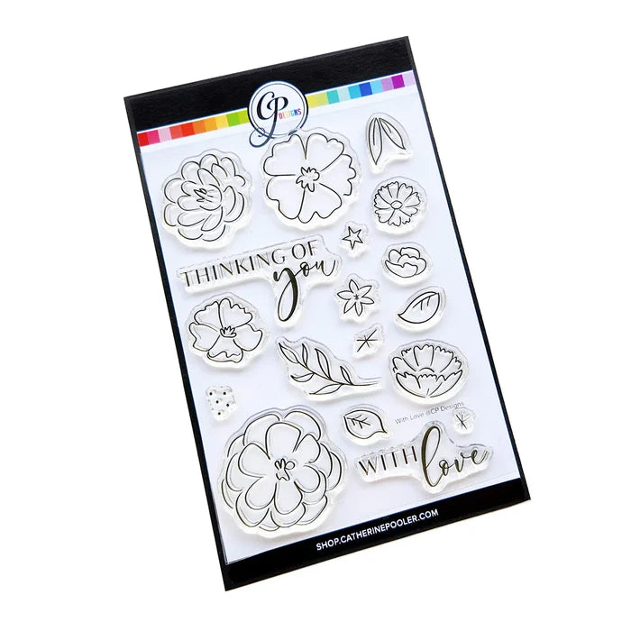 Catherine Pooler - Stamp, Die & Stencil - BUNDLE Set - With Love Floral. Available at Embellish Away located in Bowmanville Ontario Canada.