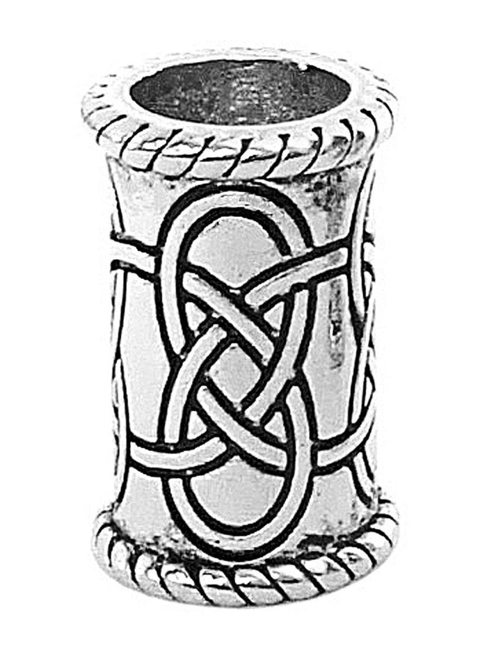 celtic knot hair bead silver finish front view