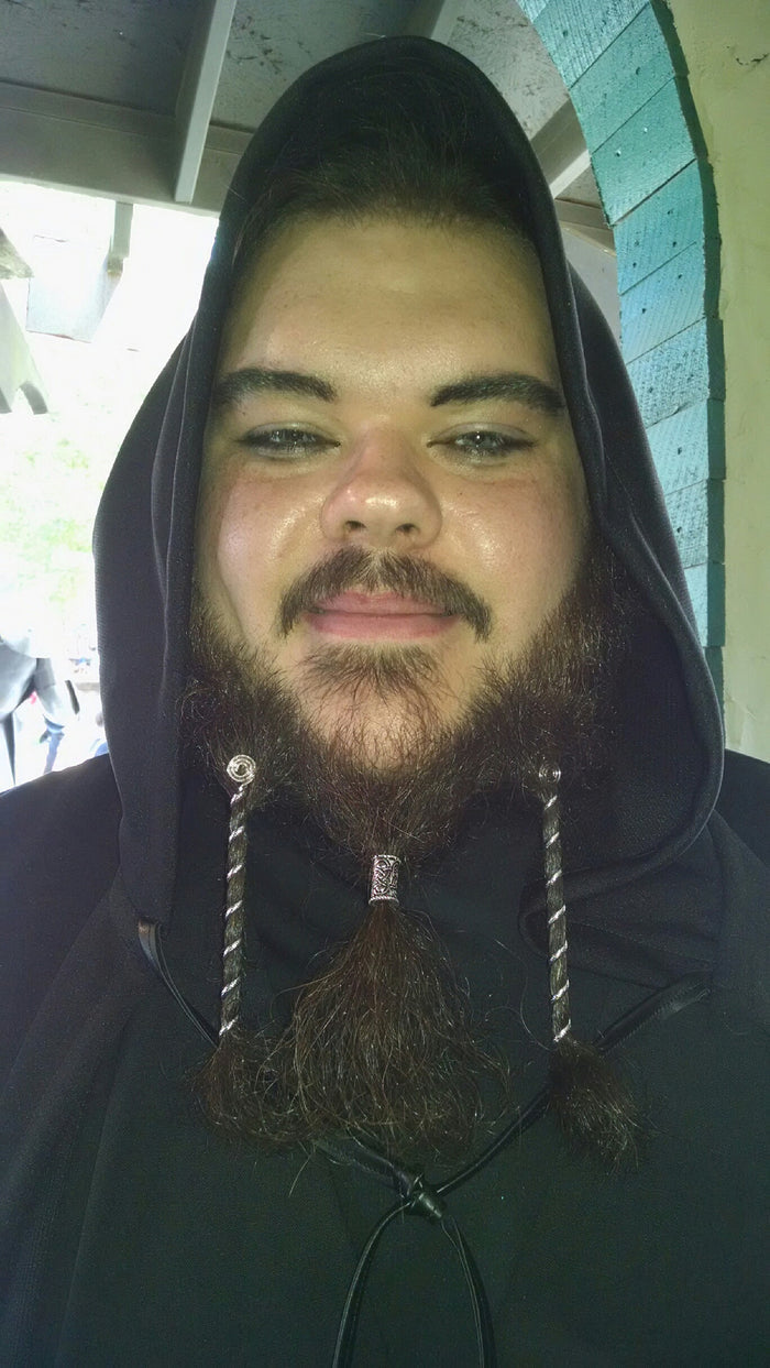 celtic strength hair bead in braided beard, silver finish