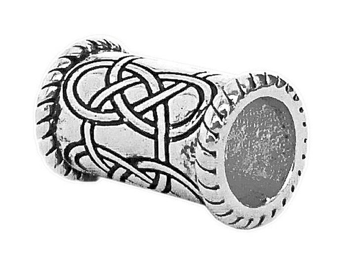 Side view of Celtic Strength Hair Bead, sterling silver-overlay braid and beard accessory