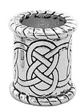 Front side of Celtic Strength Hair Bead, wide sterling silver Viking braid and beard jewelry