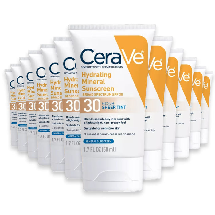 CeraVe Hydrating Mineral Sunscreen Sheer Tint, SPF 30 - 1.7 oz - 24 Pack