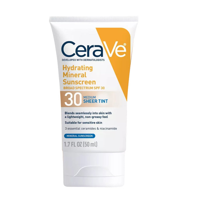 CeraVe Hydrating Mineral Sunscreen Sheer Tint, SPF 30 - 1.7 oz - 24 Pack