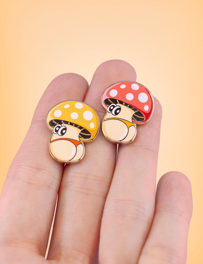 Cheeky shroom enamel pin