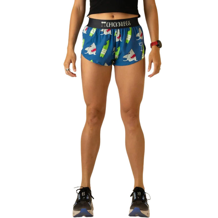 ChicknLegs Women's Blue Sharks Split Shorts 1.5"