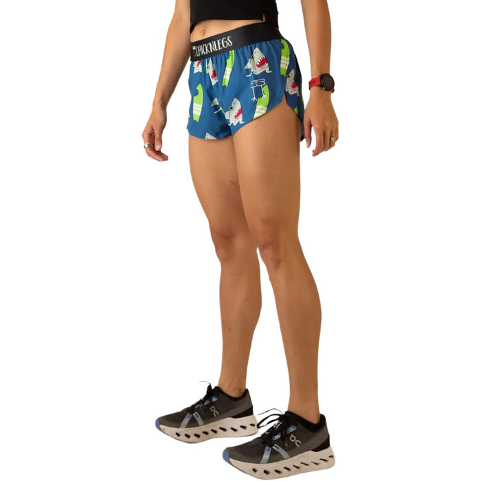 ChicknLegs Women's Blue Sharks Split Shorts 1.5"