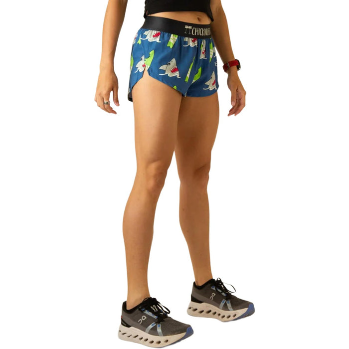 ChicknLegs Women's Blue Sharks Split Shorts 1.5"