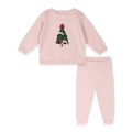 Christmas Cheer 3D Knit Baby Girl Pullover and Pant SET, Organic Cotton