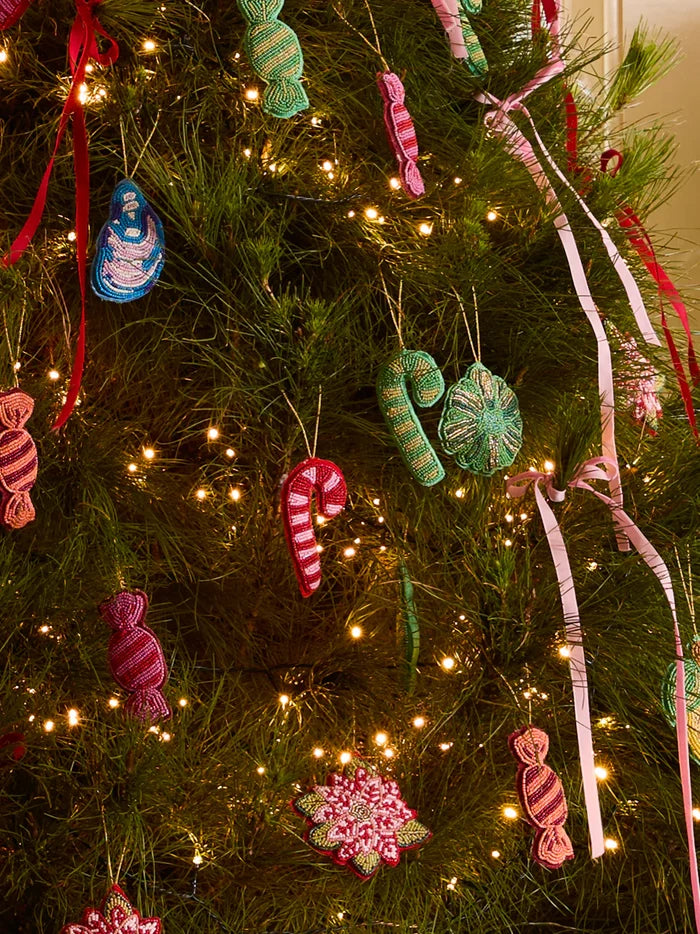 Christmas Decoration in Candy Cane Green Beaded by Bonnie and Neil