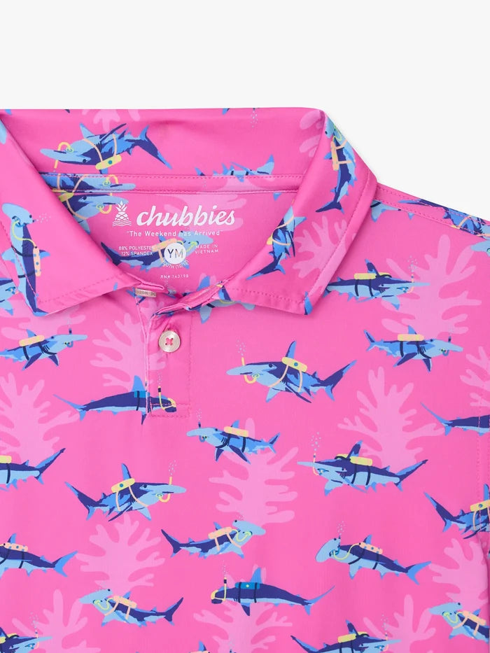 Chubbies Lil Great Pink Shark Polo
