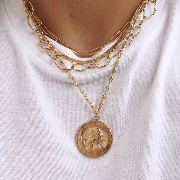 CN1405 Gold Necklace-Vintage French Coin