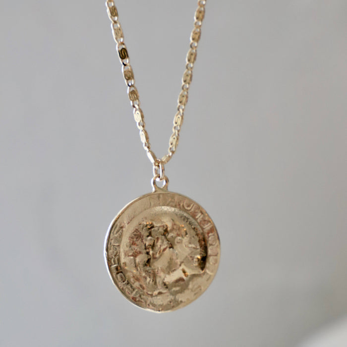 CN1405 Gold Necklace-Vintage French Coin