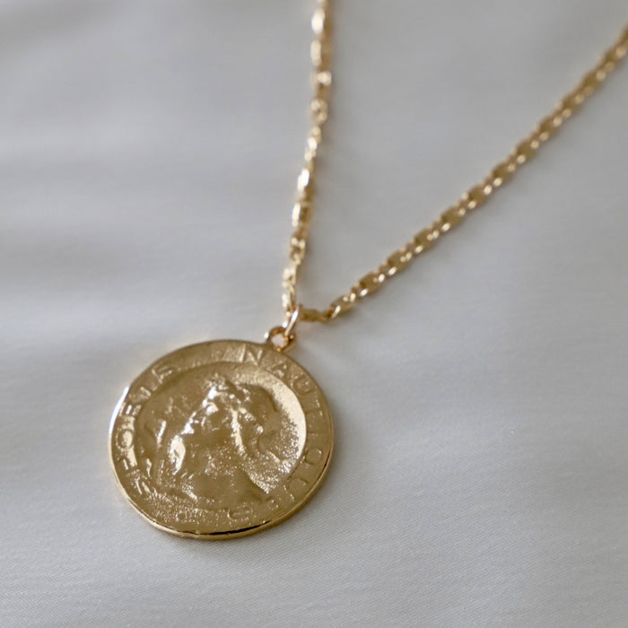 CN1405 Gold Necklace-Vintage French Coin