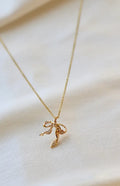 CN1546G Gold Necklace-CZ Bow