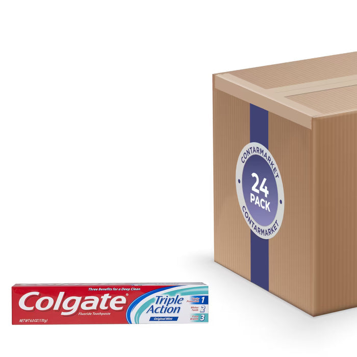 Colgate Triple Action Toothpaste, Original Mint - 6 oz - 24 Pack