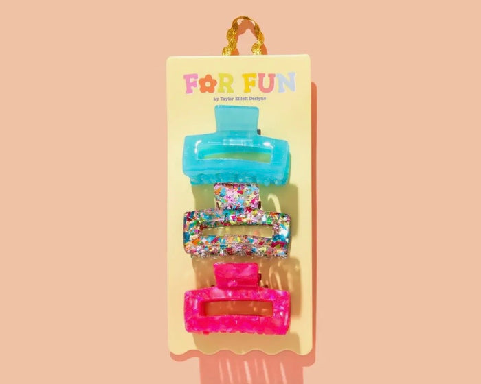 Colorful Confetti Claw Clip Trio