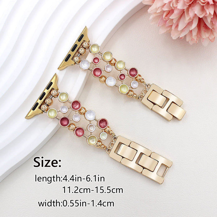Confetti Chic Stainless Steel Link Bracelet Band For Apple Watch â â¨This dazzling beauty blends sleek gold links with colorful inlaid gems for a look thatâs equal parts glam and fun.