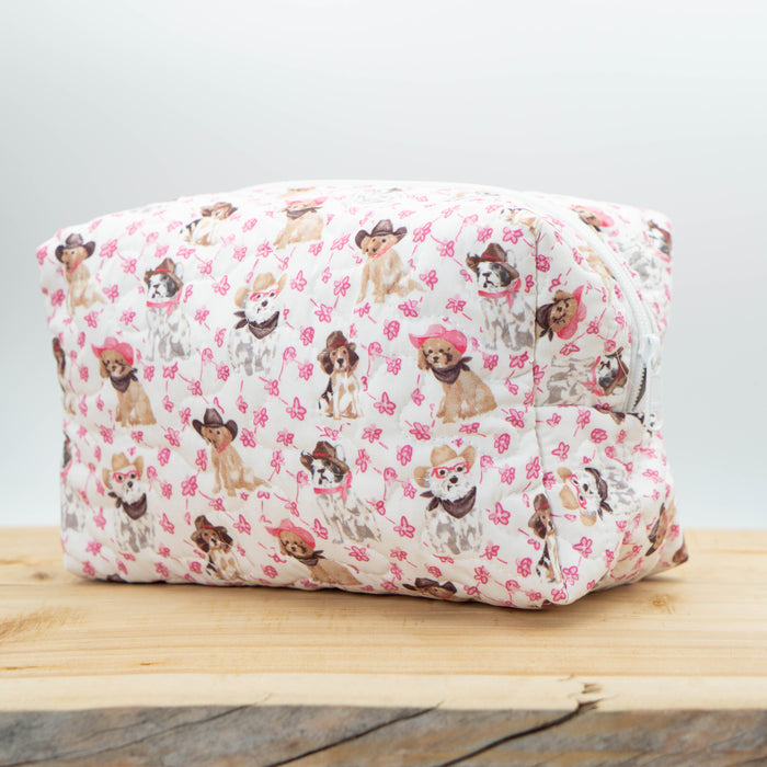 Cowboy Pups Quilted Makeup Bag