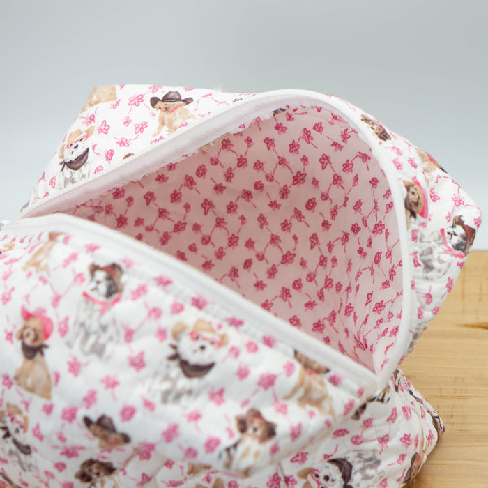 Cowboy Pups Quilted Makeup Bag
