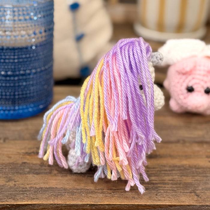 Crocheted Flying Pig & Unicorn