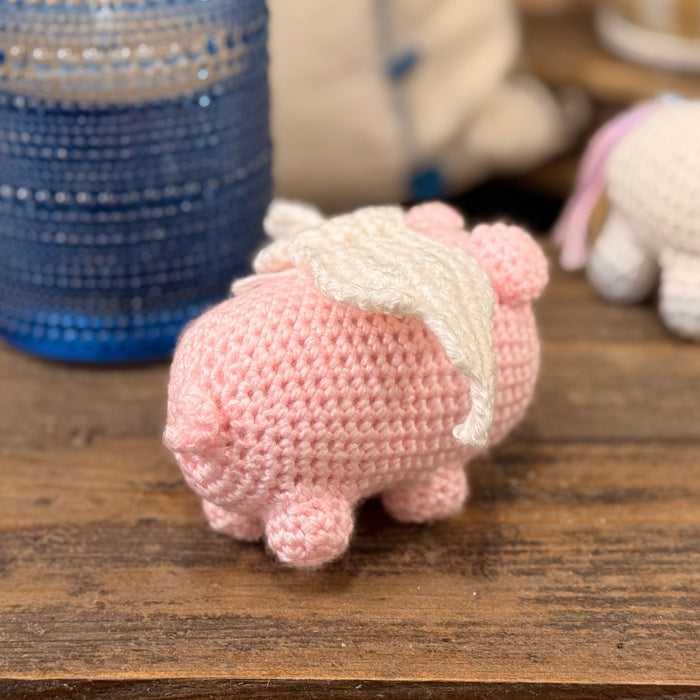 Crocheted Flying Pig & Unicorn