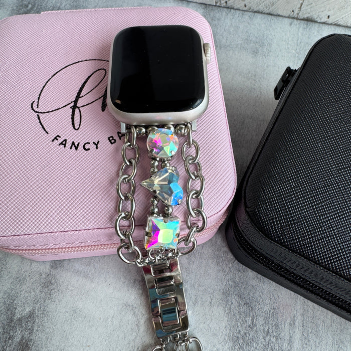 Crystal Drip Stainless Steel Link Bracelet Band For Apple Watch â â¨ Crystal Drip â Chain-Link Apple Watch Band with Iridescent Gems â¨ Ready to drip in crystal?
