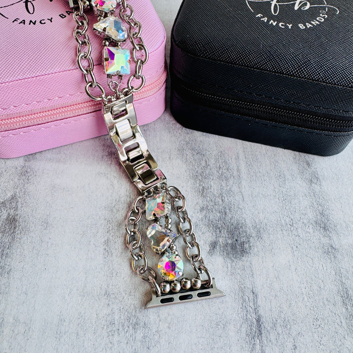 Crystal Drip Stainless Steel Link Bracelet Band For Apple Watch â â¨ Crystal Drip â Chain-Link Apple Watch Band with Iridescent Gems â¨ Ready to drip in crystal?