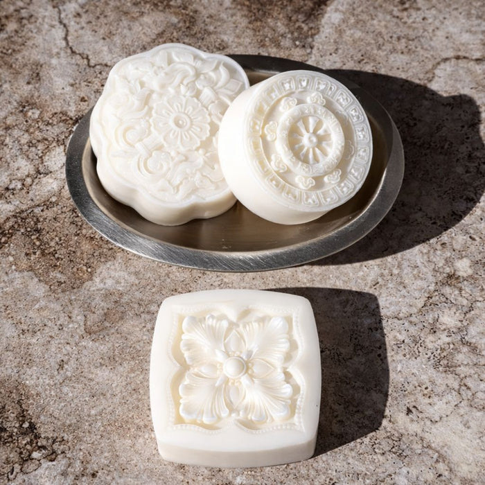 Three Dapper from the Barber handcrafted guest soaps with thick lather, clean cleanse and coconut oil by Southern Luxe Savon