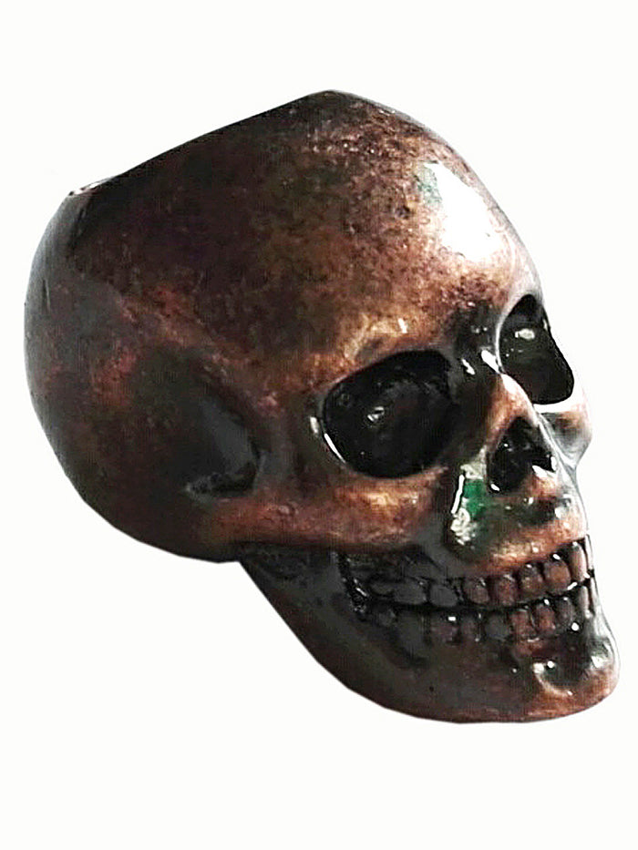 Dead Man's Skull Hair Bead - Copper Viking Biker Hair Accessory side view